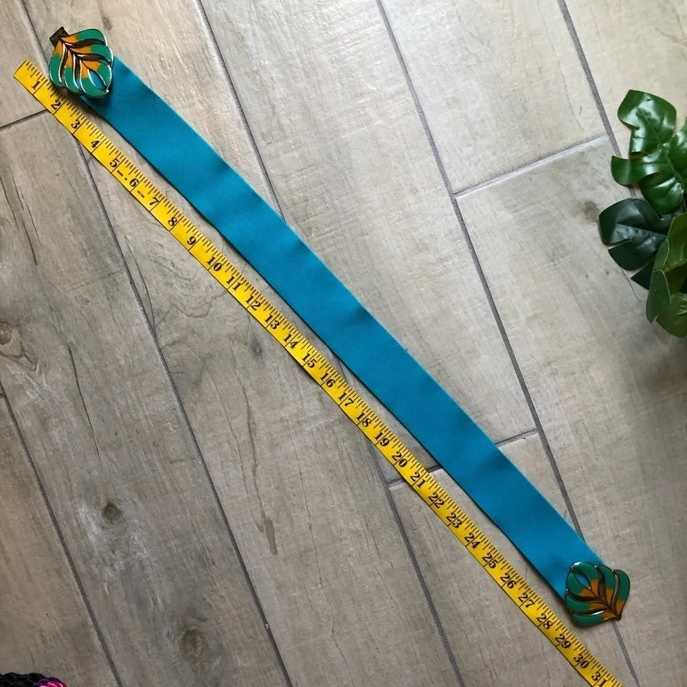 Vintage belts bundle - teal leaf and magenta blue braid.
